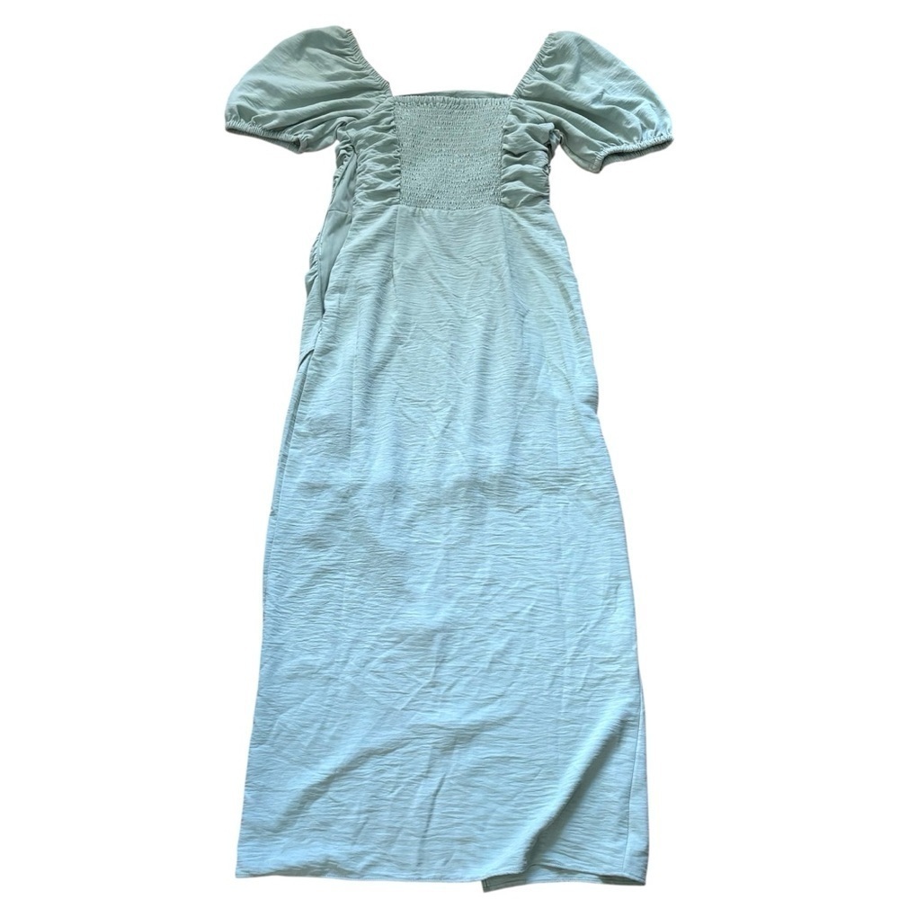By the River Mint Green Midi Dress Womens Size Small Square Neckline Puff Sleeve - Picture 2 of 7